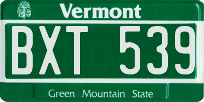 VT license plate BXT539