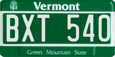 VT license plate BXT540
