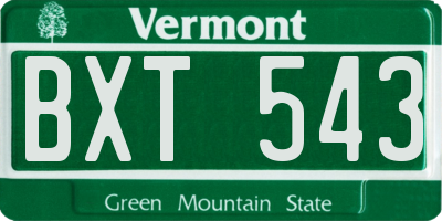 VT license plate BXT543