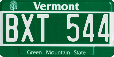 VT license plate BXT544