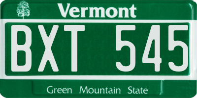 VT license plate BXT545