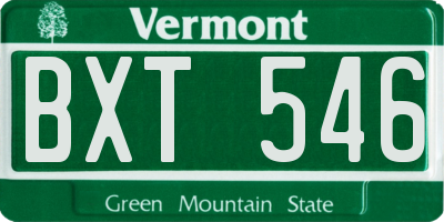 VT license plate BXT546