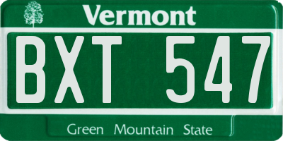 VT license plate BXT547