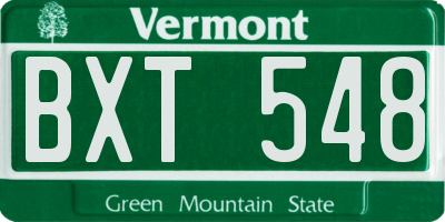 VT license plate BXT548
