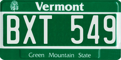 VT license plate BXT549