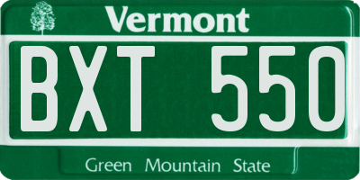 VT license plate BXT550