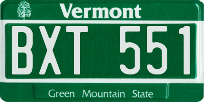 VT license plate BXT551