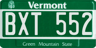 VT license plate BXT552