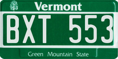 VT license plate BXT553