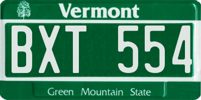 VT license plate BXT554