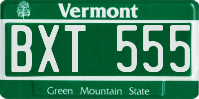 VT license plate BXT555