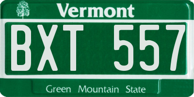 VT license plate BXT557