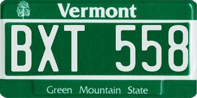 VT license plate BXT558