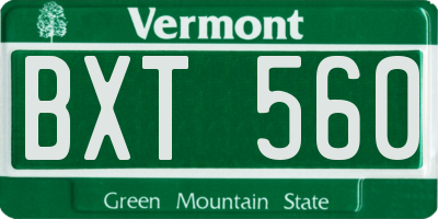 VT license plate BXT560