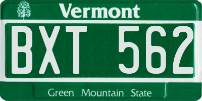 VT license plate BXT562