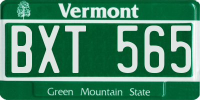 VT license plate BXT565