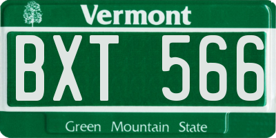 VT license plate BXT566