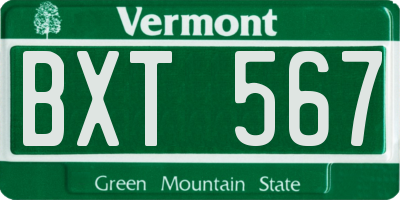 VT license plate BXT567
