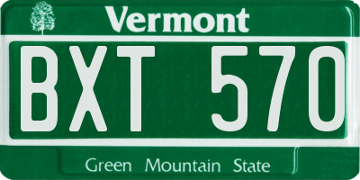 VT license plate BXT570