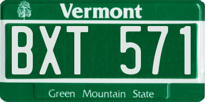 VT license plate BXT571
