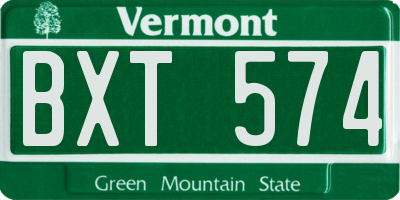 VT license plate BXT574