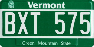 VT license plate BXT575