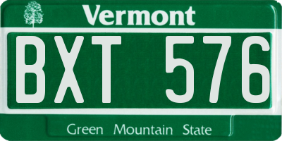 VT license plate BXT576
