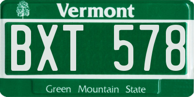 VT license plate BXT578