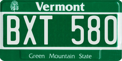 VT license plate BXT580