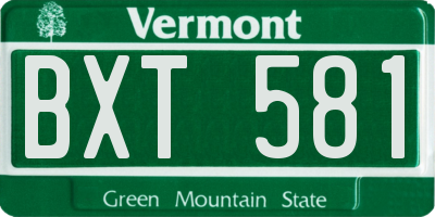 VT license plate BXT581