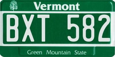VT license plate BXT582