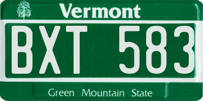 VT license plate BXT583