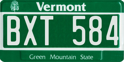 VT license plate BXT584