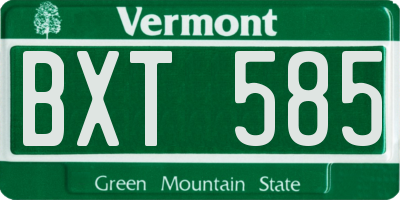 VT license plate BXT585