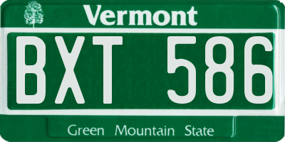 VT license plate BXT586
