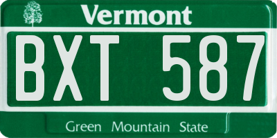 VT license plate BXT587