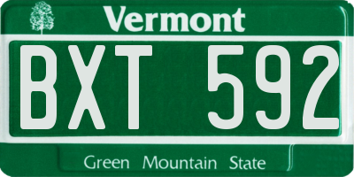 VT license plate BXT592