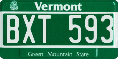 VT license plate BXT593