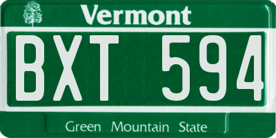 VT license plate BXT594