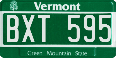 VT license plate BXT595
