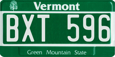 VT license plate BXT596