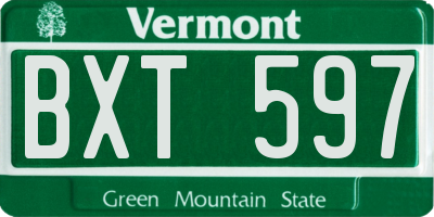 VT license plate BXT597