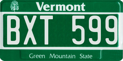 VT license plate BXT599