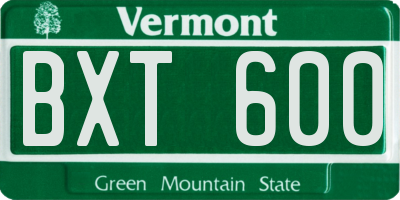 VT license plate BXT600
