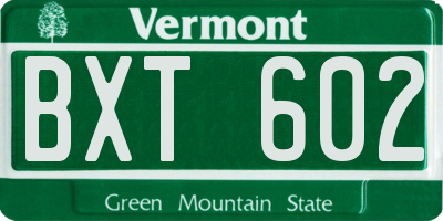 VT license plate BXT602