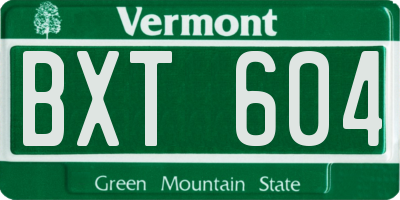 VT license plate BXT604
