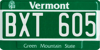 VT license plate BXT605