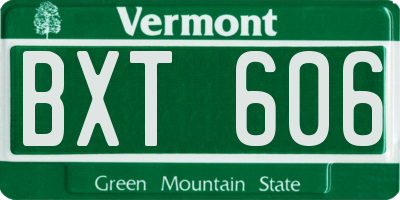 VT license plate BXT606