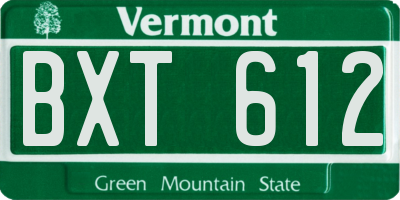 VT license plate BXT612