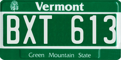 VT license plate BXT613